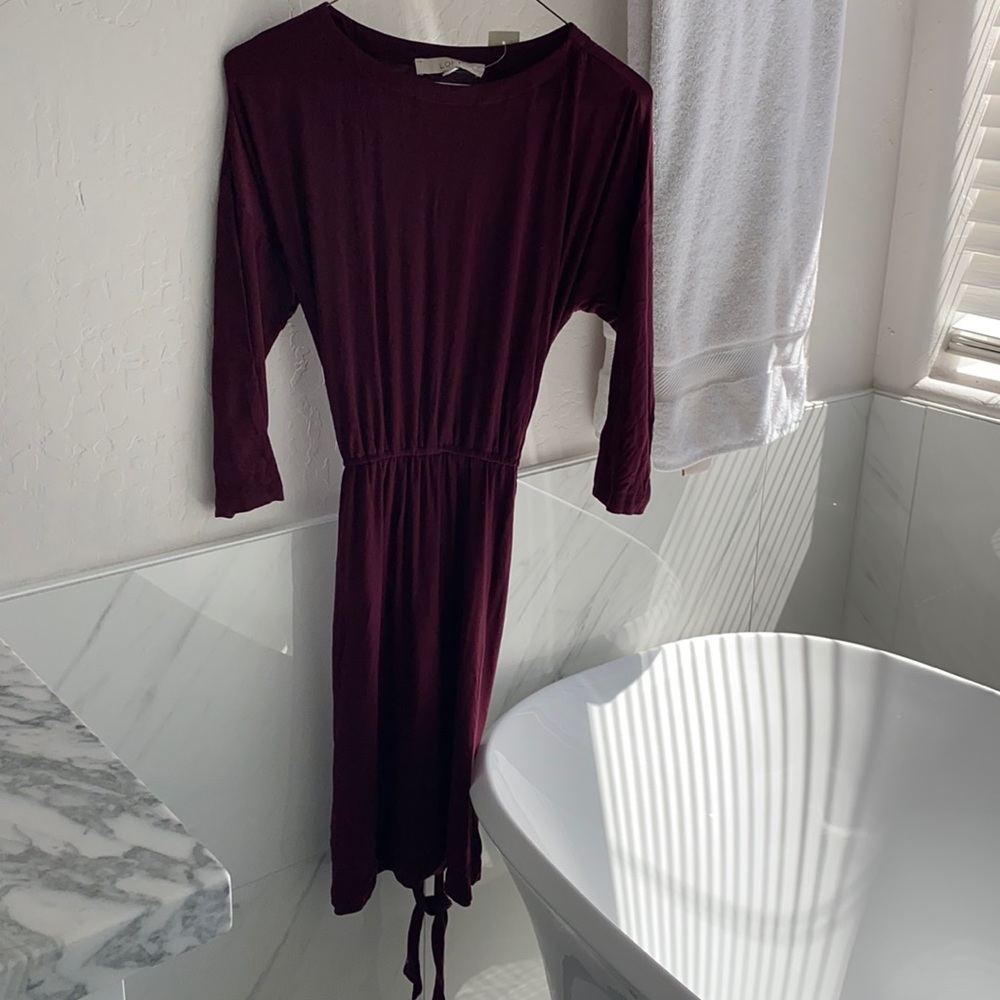 Loft maroon dress with tie